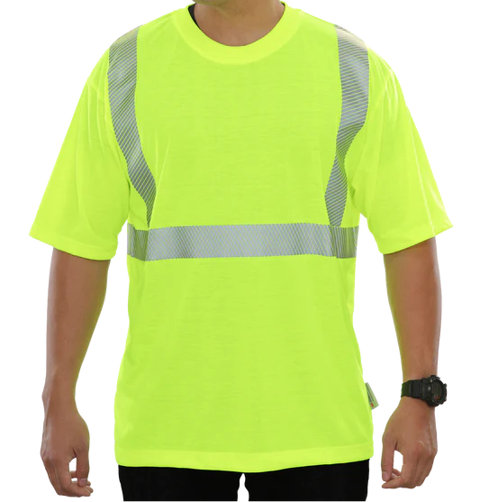 101CTLM Hi-Vis Lime Jersey Knit High Visibility Tee with 3M™ Scotchlite™ Comfort Trim