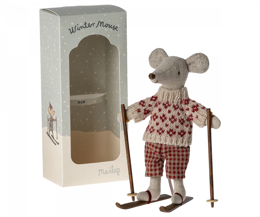 Winter Mouse with Ski Set, Mum