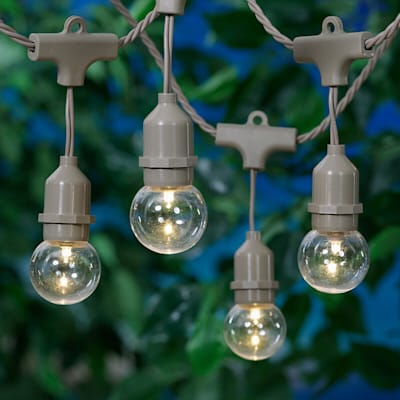 15-Count UL LED G40 Globe String Light Set, Taupe Wire