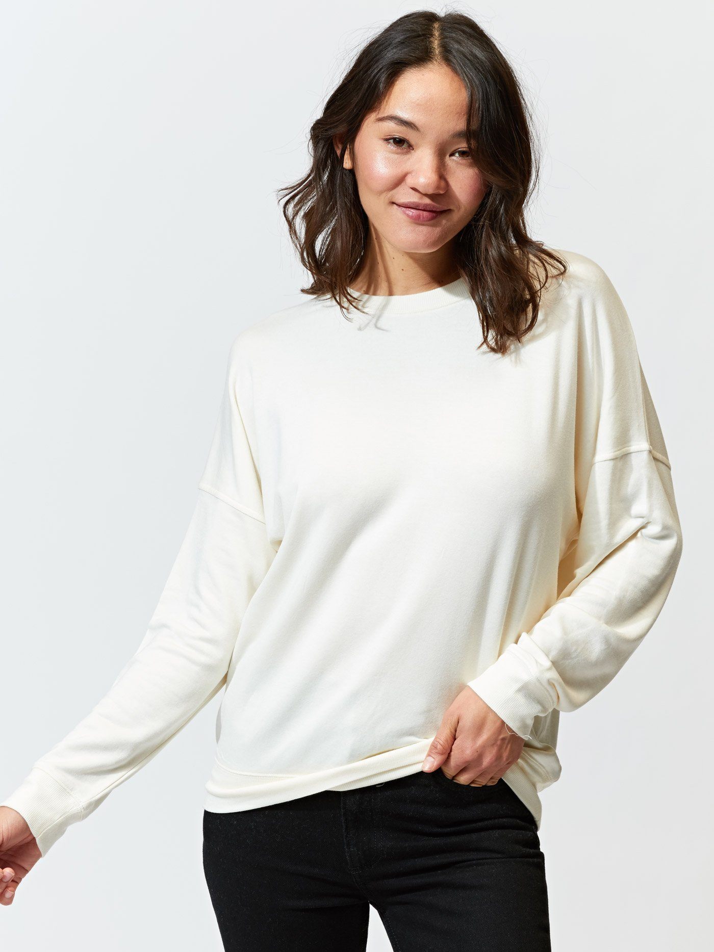 Cathy Boyfriend Feather Fleece Pullover